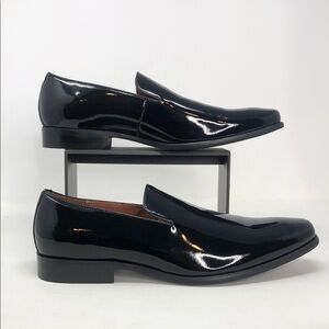 Florsheim Postino Plain Toe Slip On Black Patent Leather Shoes - Size 10 EEE